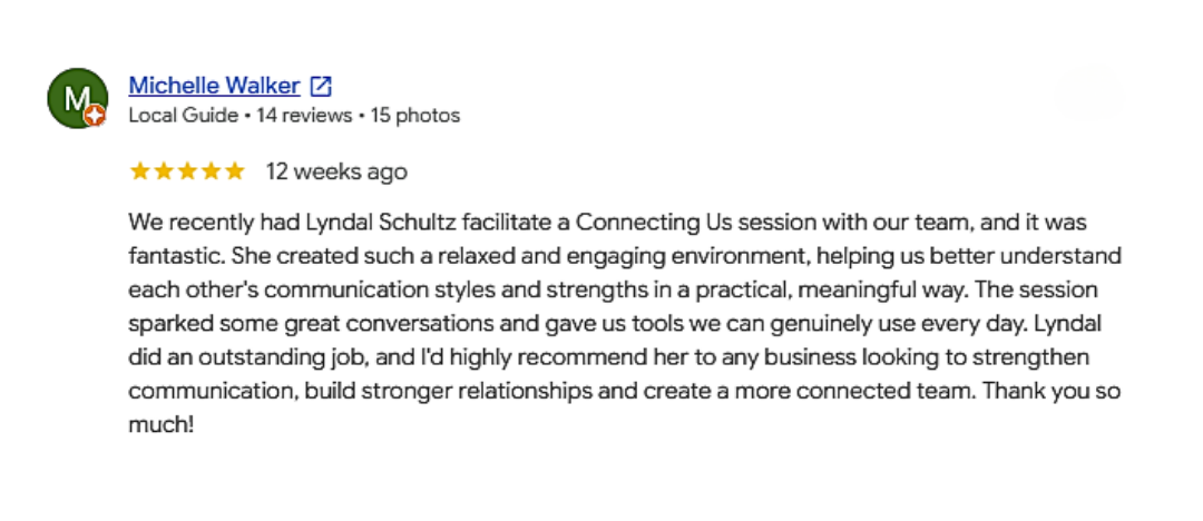 Connecting Us Review Five Star Review From Michelle Walker for a Connecting Us Session